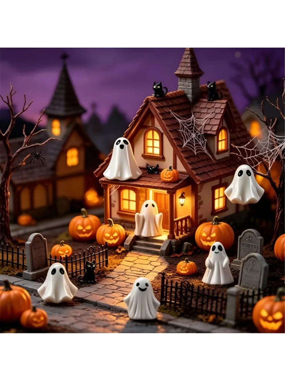 Mini Resin Ghosts Figurines 48PCS Halloween Resin Tiny White Ghost Decorations